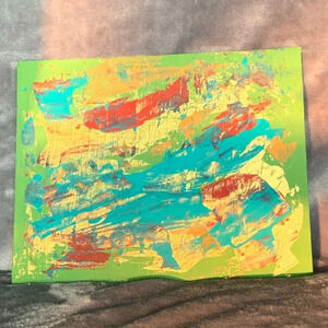 NEW Original Artwork olive, gold, teal 8”x10”